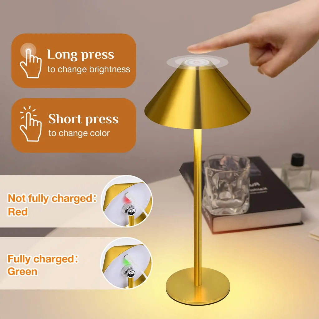 Lampada Magnetica Ricaricabile LED 3 Colori - Oro - Batteria 4000mAh - 7