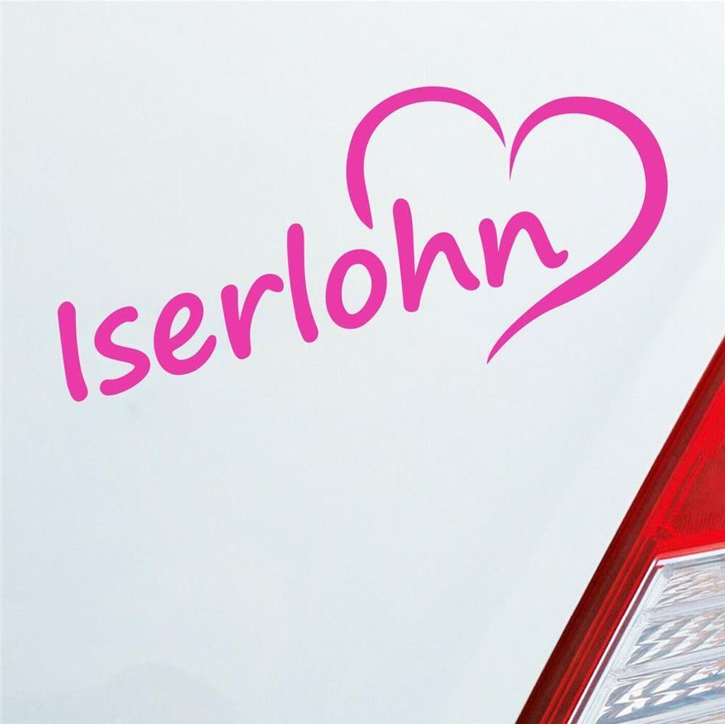 Auto Aufkleber Iserlohn Herz Stadt City Liebe Love Heimat 18x8 cm Pink Sticker Heckscheibenaufkleber