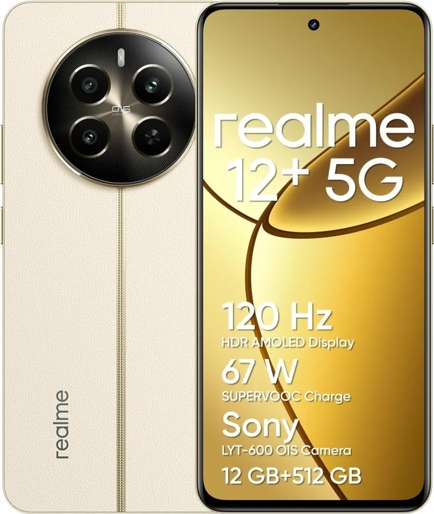 Realme 12+ 5G Idéal pour la Photo et les Jeux Vidéo en 256GB de Stockage