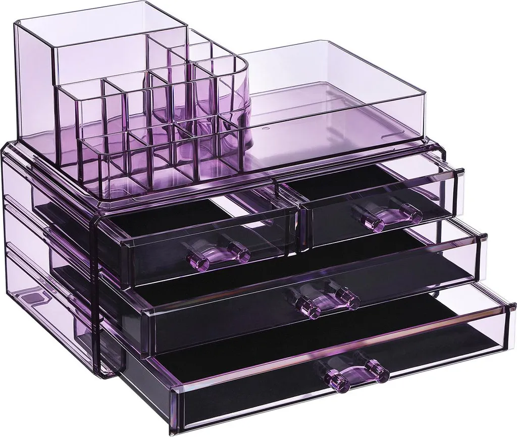 Boîte de rangement maquillage lavande à tiroirs pour coiffeuse design