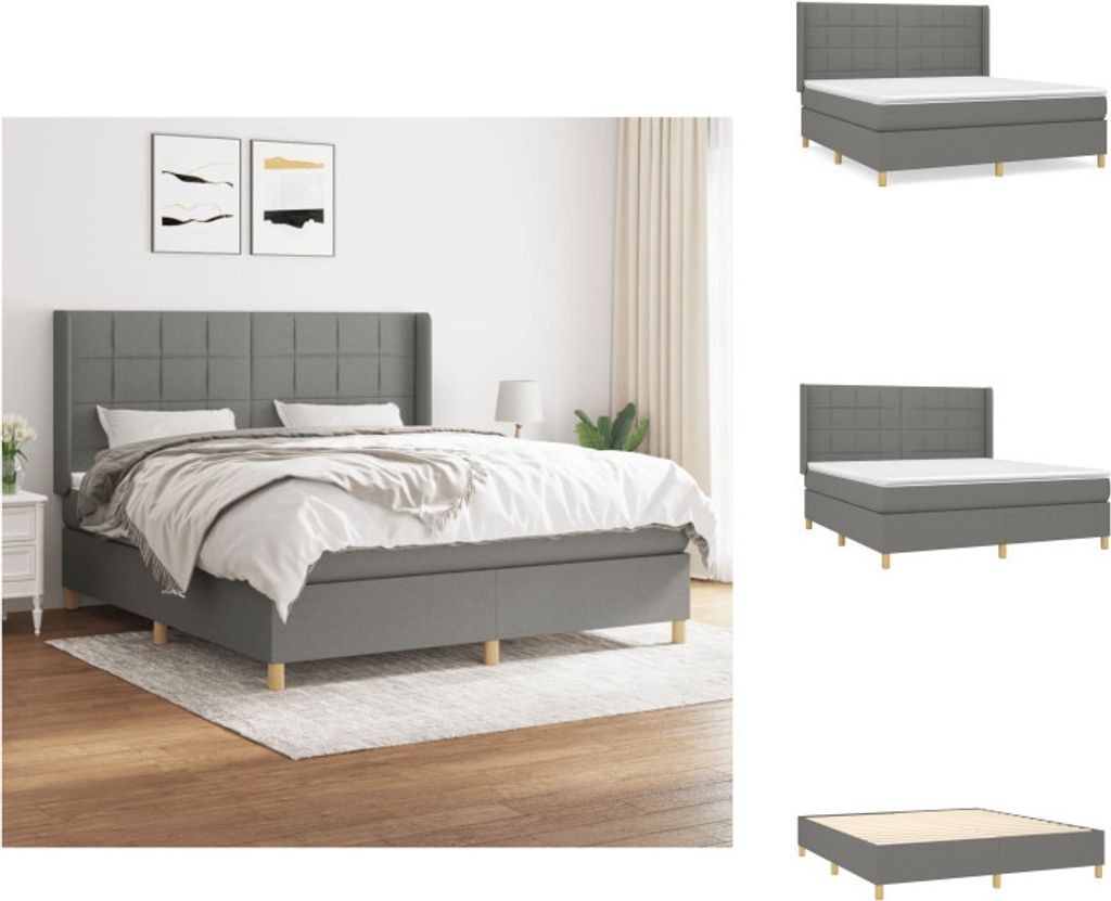 vidaXL Boxspringbett mit Matratze Dunkelgrau 160x200 cm Produktbild 