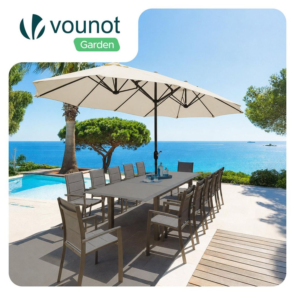 VOUNOT® Doppelsonnenschirm mit kurbel, Marktschirm, 460 x Produktbild 