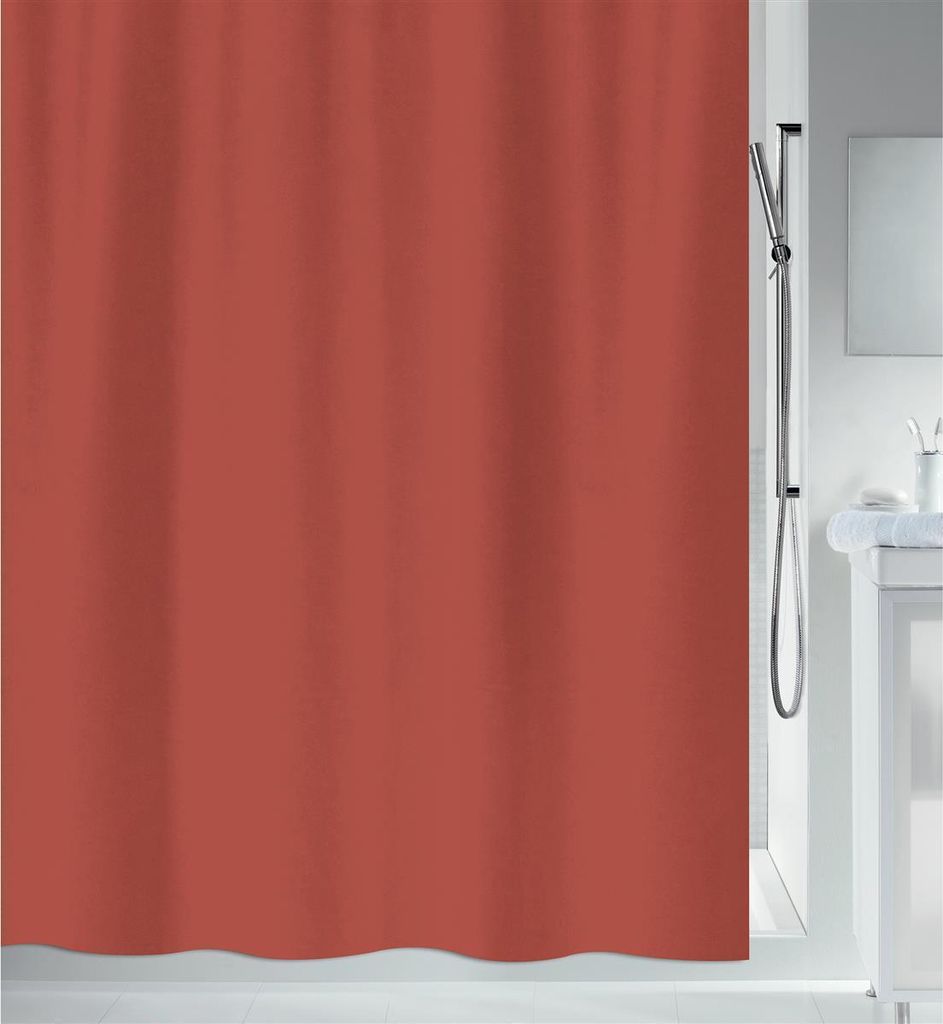Spirella Anti-Schimmel Duschvorhang - Anti-Bakteriell, waschbar, wasserdicht - Polyester, „Primo “ 180x180cm terracotta rot