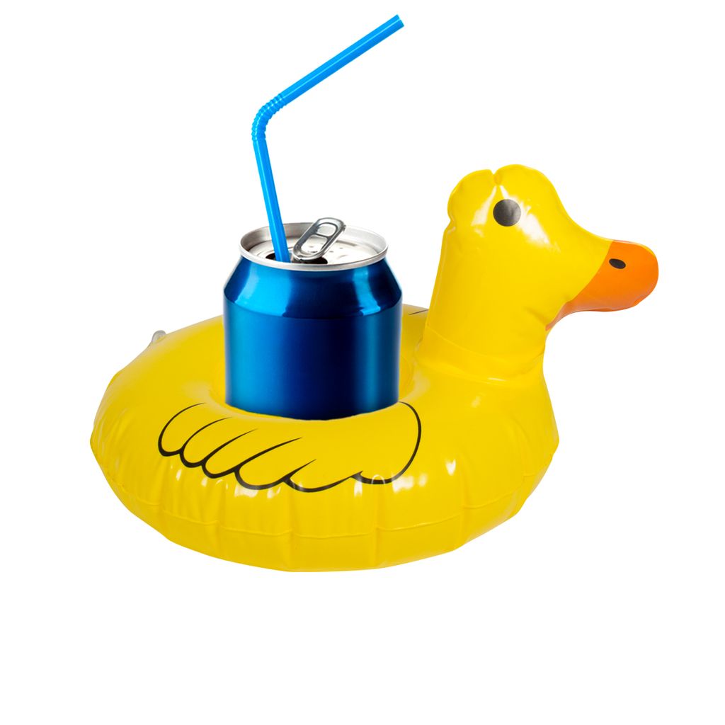 Getränkehalter Ente gelb aufblasbar für Badespaß und kühle Getränke am Strand 