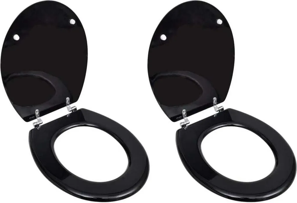 Stock 2 Sedili WC Nero MDF Universali - Ideale per Hotel e Uffici