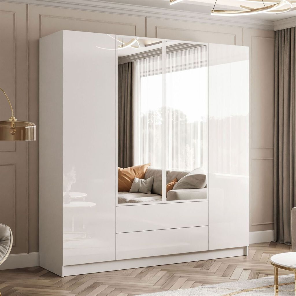 Kippbarer Kleiderschrank AUREL 4D2SZ mit Spiegel