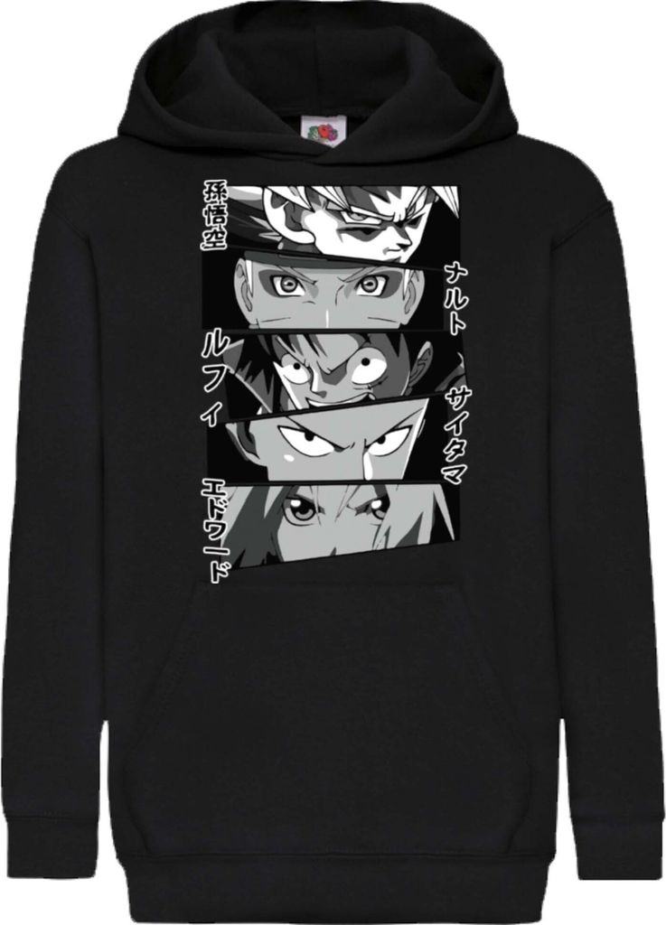 Kinder Kapuzenpullover Anime Heroes Naruto Goku Luffy Sakura, 12-13 Jahr - 152 / Schwarz