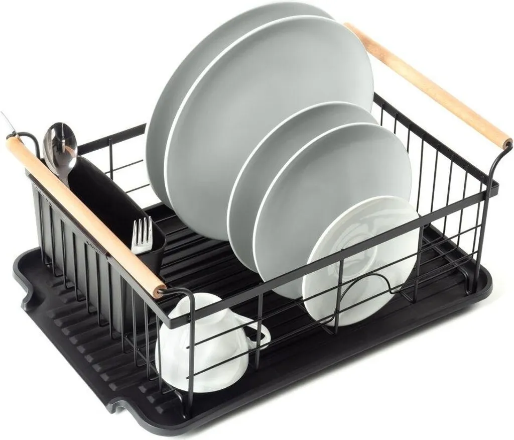 Égouttoir à vaisselle gain de place pour cuisine moderne - Modèle noir