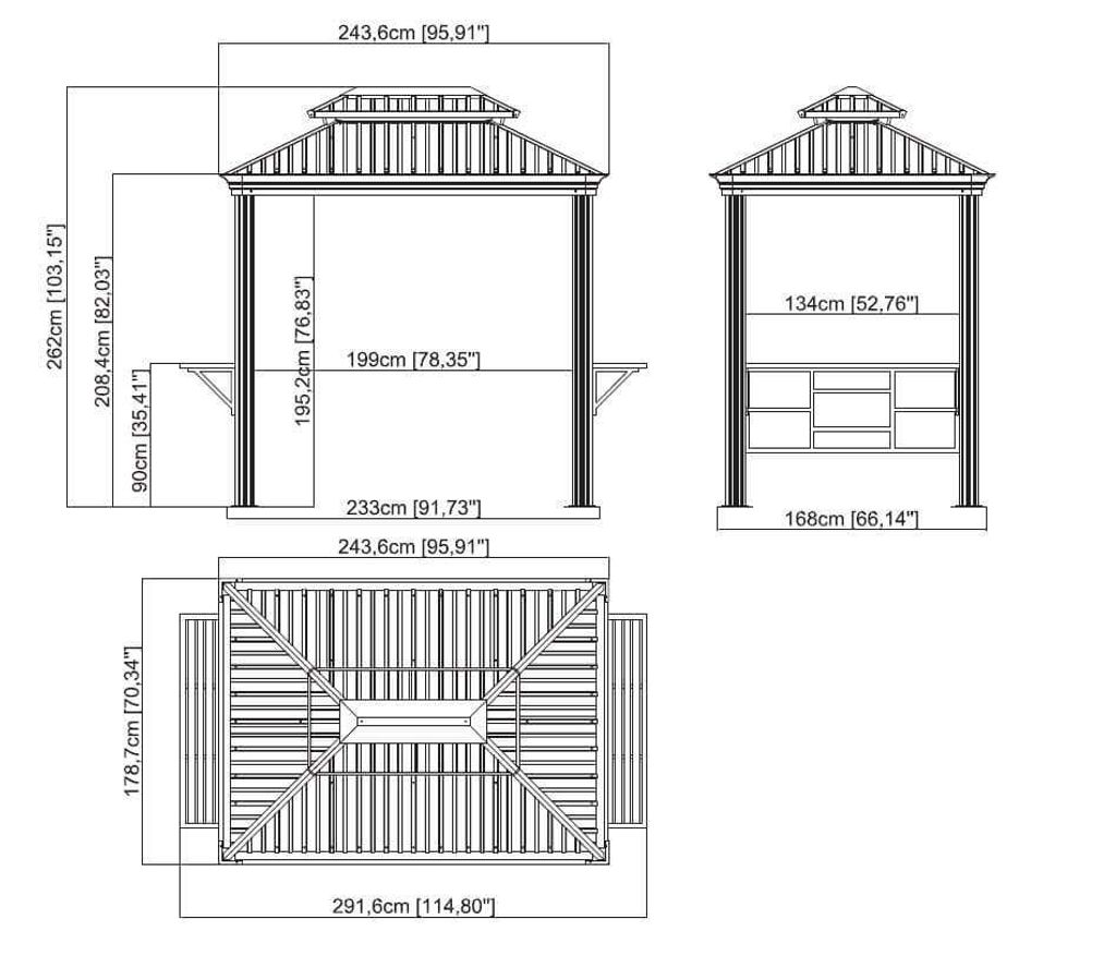 Sojag Aluminium Pavillon Messina BBQ 6x8 en métal Pavillon Image du produit 