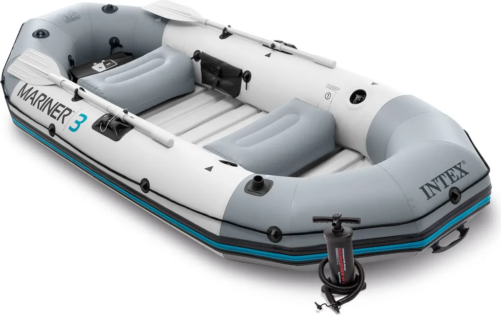 Bateau Gonflable Mariner 3 INTEX 68373NP Haute Résistance avec Accessoires
