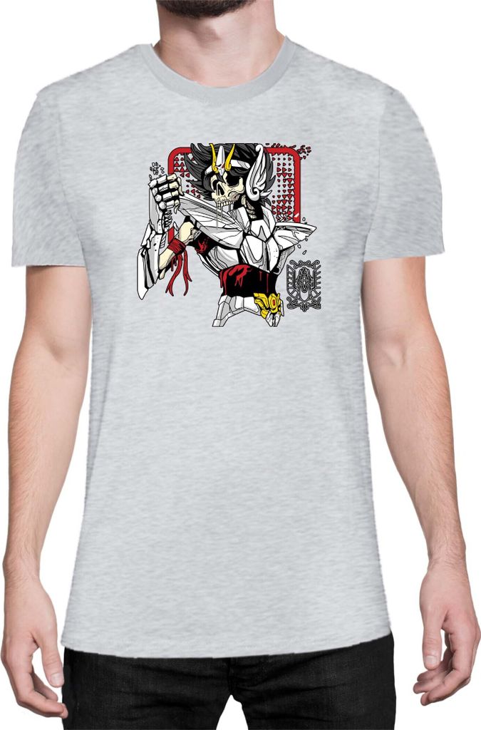 Herren T-Shirt Japan Anime Manga Saint Anime Seiya Zombie Knight 01 Zombie Knight, Man 2XL / Grau