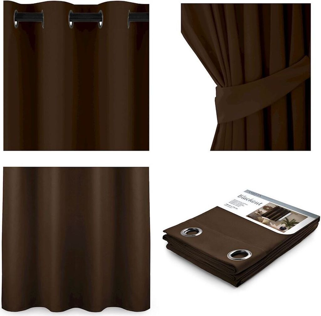 Vorhang Ösenschal blickdicht Verdunklungsvorhang 140 x 270 cm - Dunkelbraun