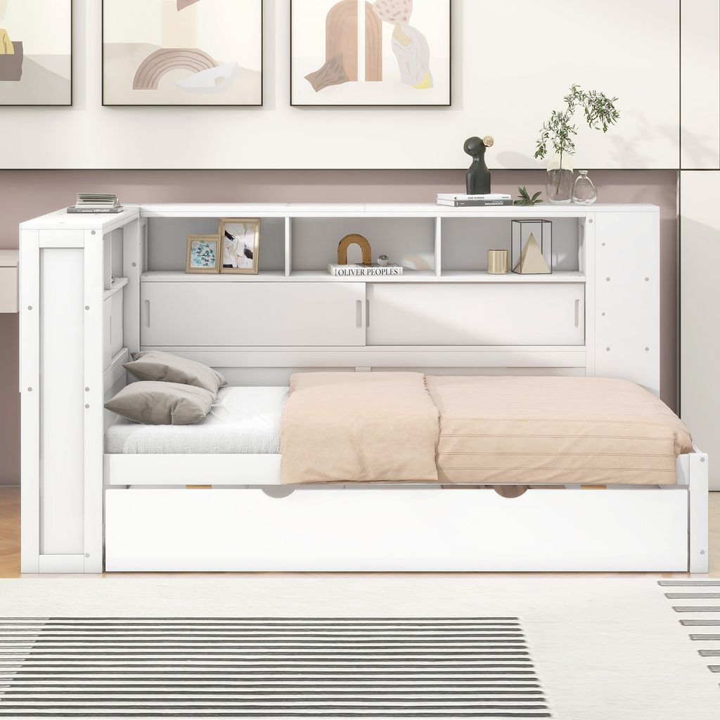 Flieks Schlafsofa mit Ausziehbett, Einzelbett mit USB und Produktbild 2