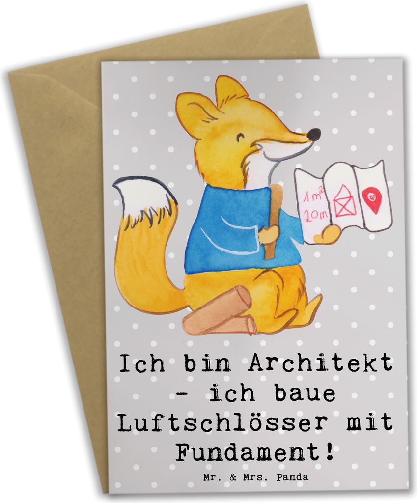 Mr. & Mrs. Panda Glückwunschkarte Architekt Luftschlösser - Produktbild 