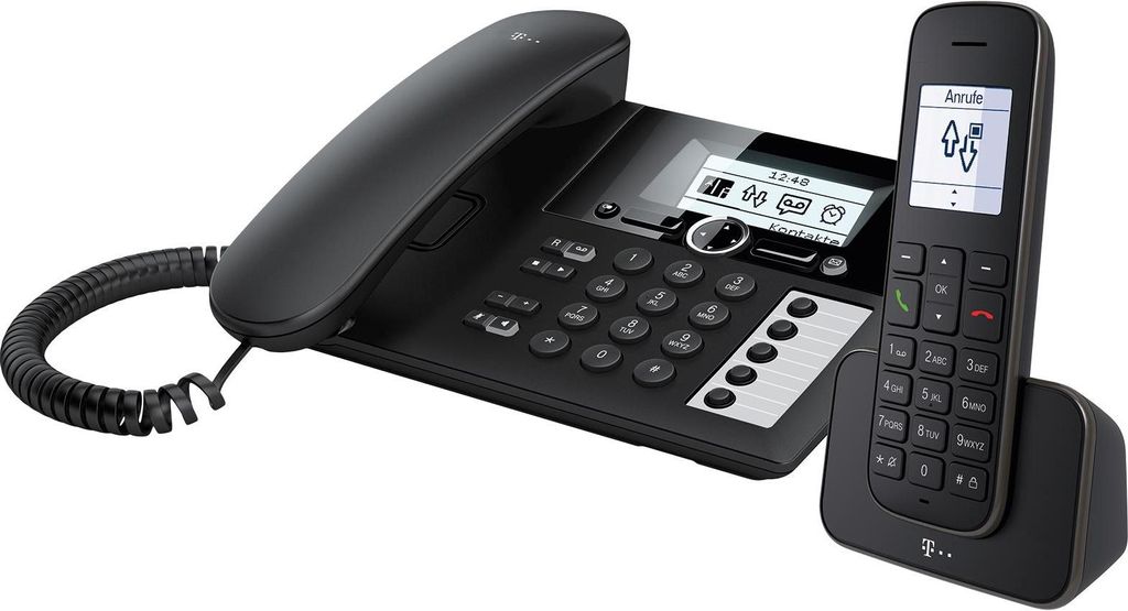Sinus PA 207 Plus: Schwarzes Tischtelefon & Mobilteil Produktbild 