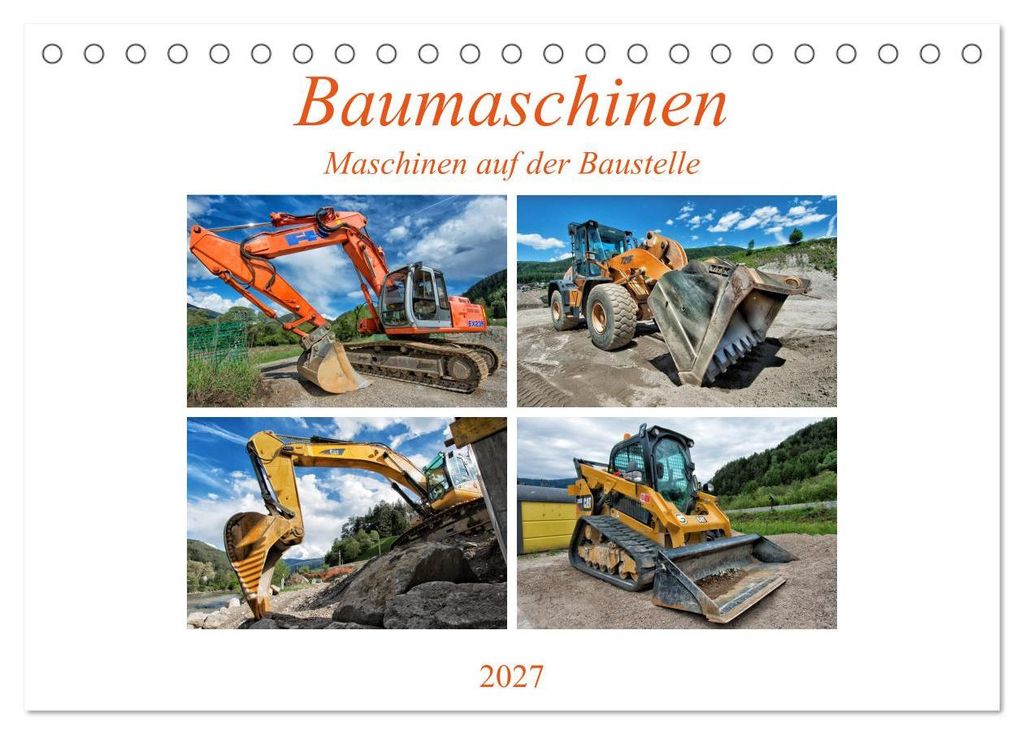 Baumaschinen - Maschinen auf der Baustelle (Tischkalender 2027 DIN A5 quer), CALVENDO Monatskalender
