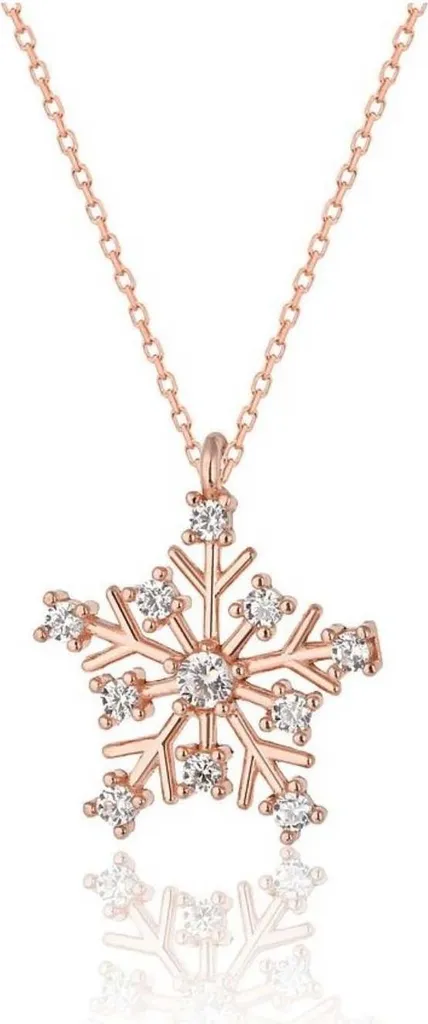 Collier Flocon de Neige Anti-Ternissement Argent 925 et Or Rose Femme