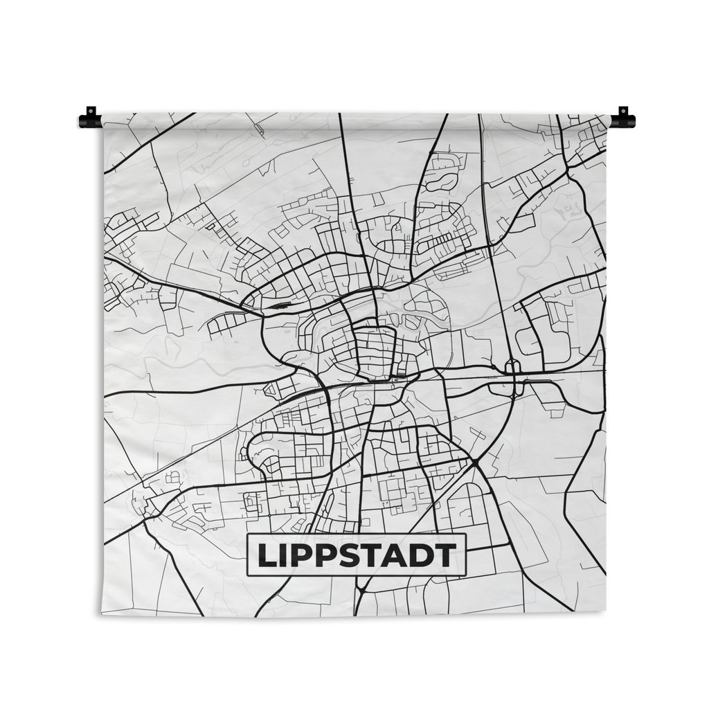 MuchoWow Wandteppich Wandbehang Karte - Lippstadt - Karte - Stadtplan 60x60 cm Tapisserie Dekoration Wandtuch - Dekorationen - Wand Decke
