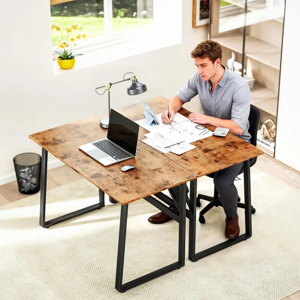 Bureau de télétravail industriel 120 cm - Espace informatique compact - 8