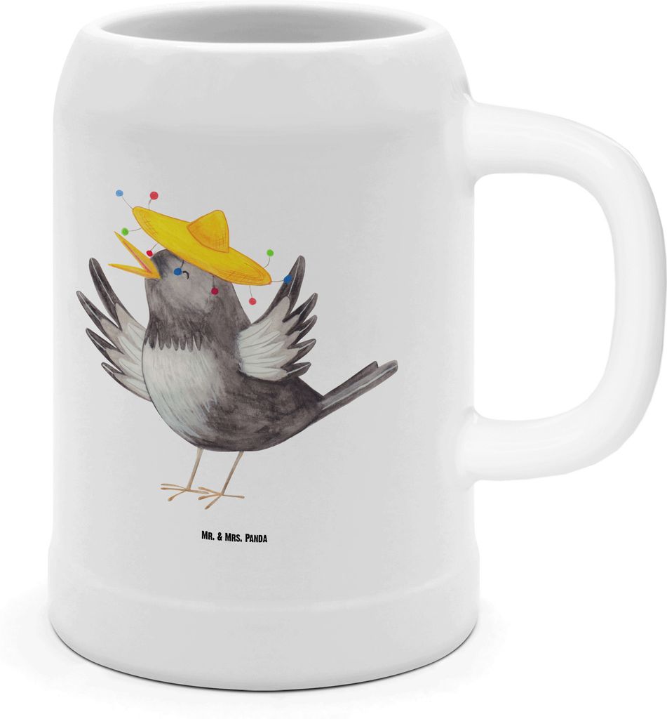Mr. & Mrs. Panda Bierkrug Rabe Sombrero - Weiß - Geschenk, Elster, Bierbecher, Bier Seidel, Steinkrug, glücklich sein, Spruch Positiv, Vögel, To...