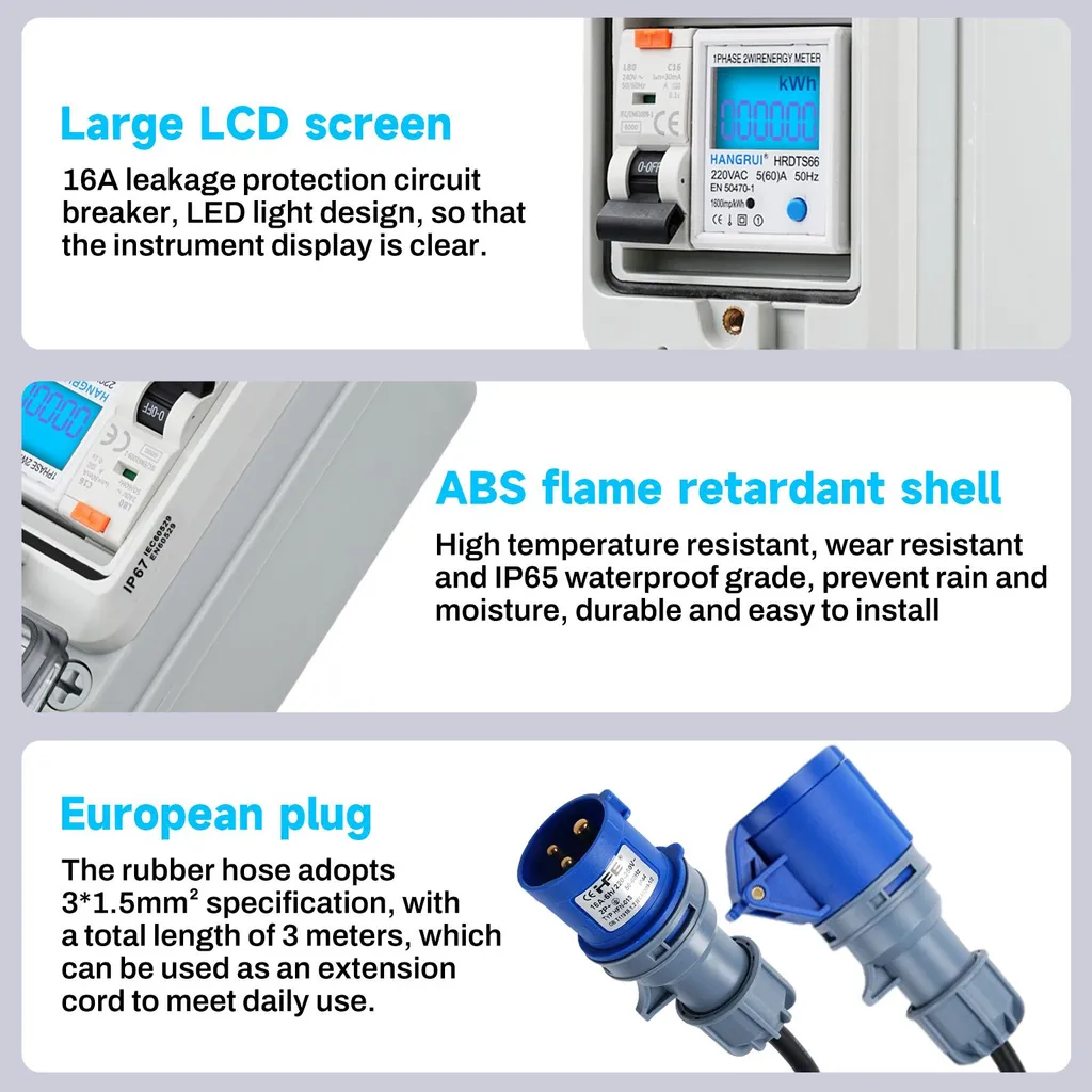 Coffret de comptage d'énergie mobile avec protection différentielle 16A - 11