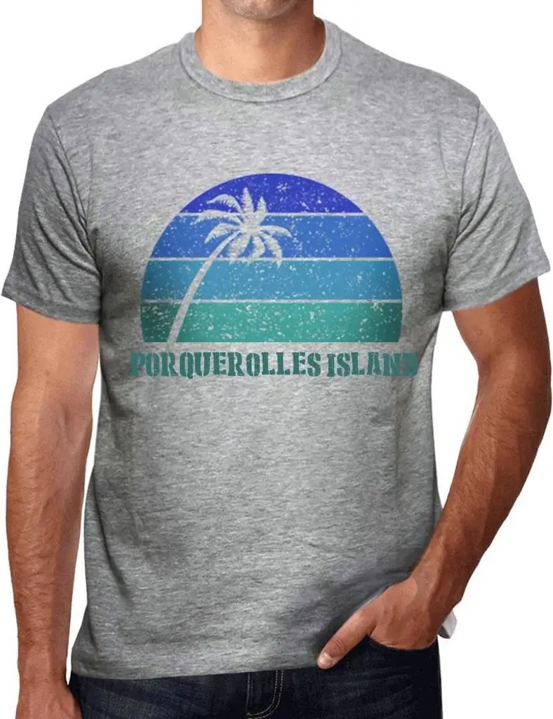 Herren Grafik T-Shirt Palme Strand Sonnenuntergang auf der Insel Porquerolles – Palm, Beach, Sunset In Porquerolles Island – Öko-Verantwortlich