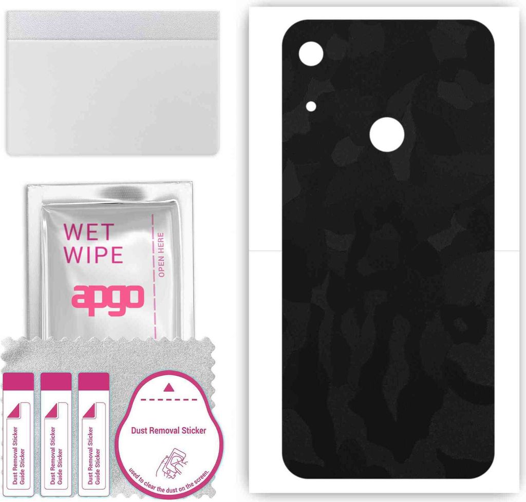 apgo Rückseite Schutzfolie, Skin, kompatibel mit Huawei Y6S, Hinten Displayschutzfolie aus Vinylfolie, kratzfest, einfache Montage - Schwarzes Tar...
