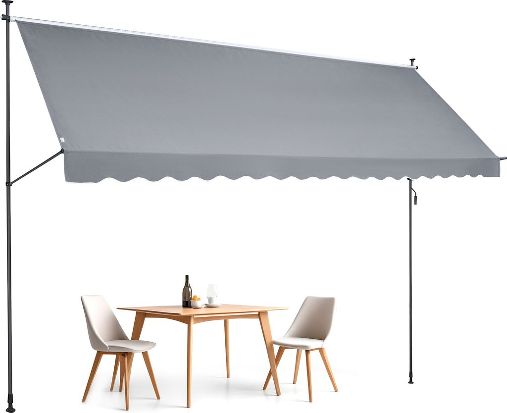 VEVOR 178 x 47 Zoll einziehbare Terrassenmarkise, Markisen-Sonnenschutz Terrassenüberdachung Sunsetter Deck, Höhenverstellbar von 86 bis 122 Zoll
