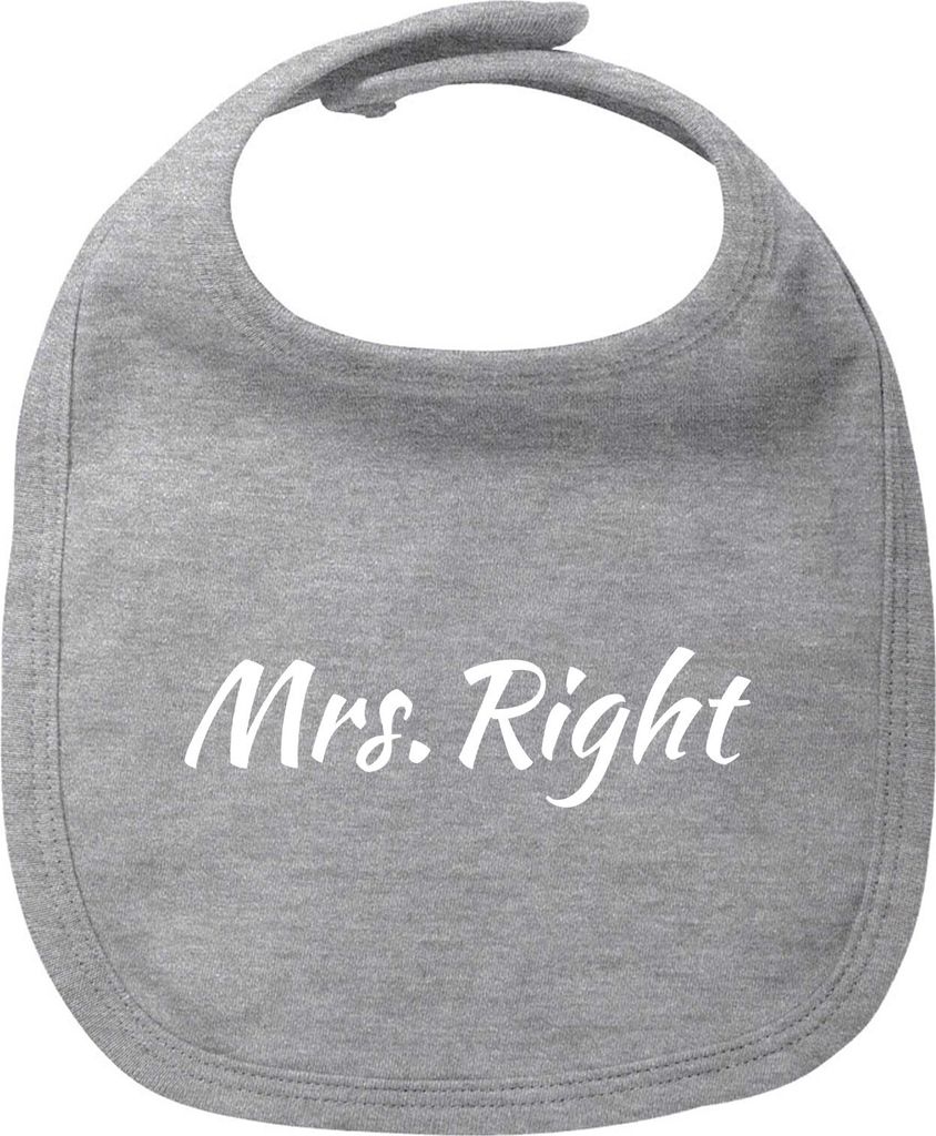 Huuraa Baby Lätzchen Mrs. Right Schriftzug Heather Grey Klettverschluss Baumwolle Latz Geschenkidee