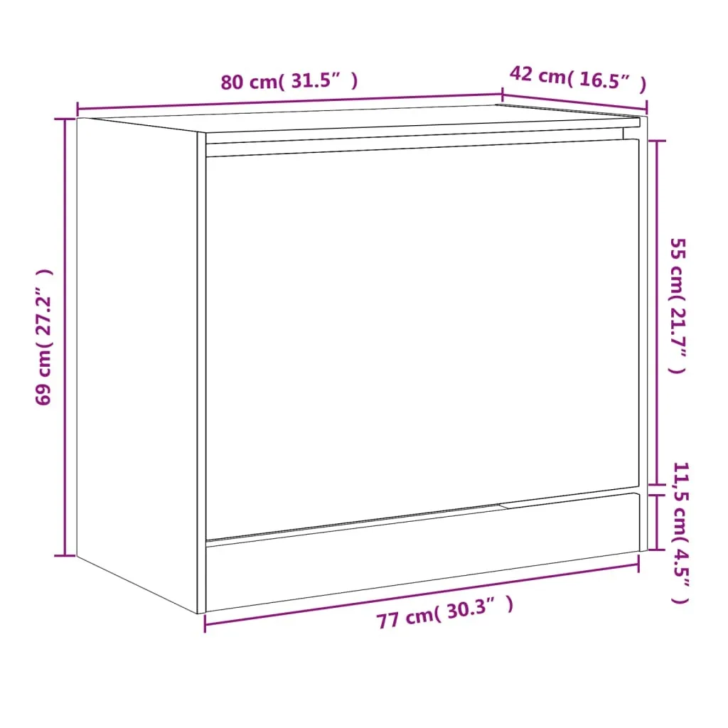 Mobile Porta Scarpe 80x42x69 cm Grigio Cemento - Design Industrial Legno - 9