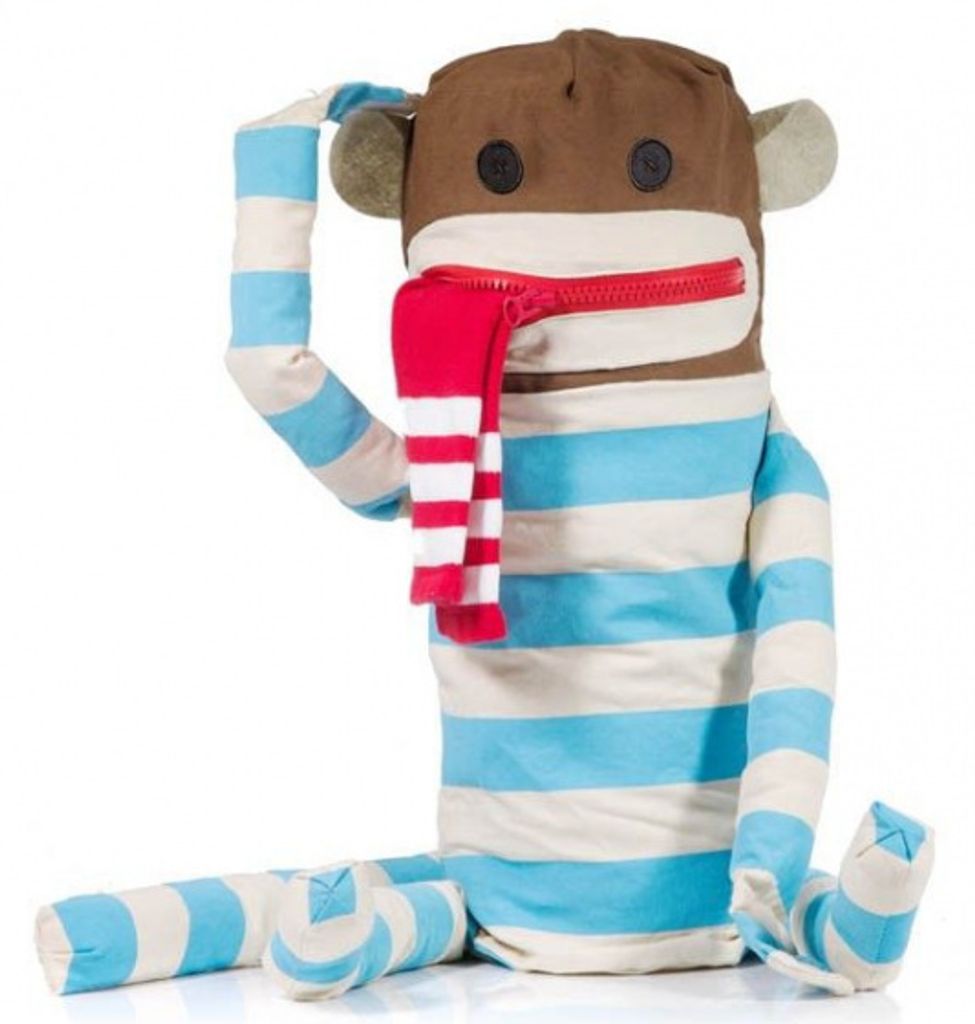 wäschesack Affe junior 89 cm Baumwolle/Polyester blau/weiß