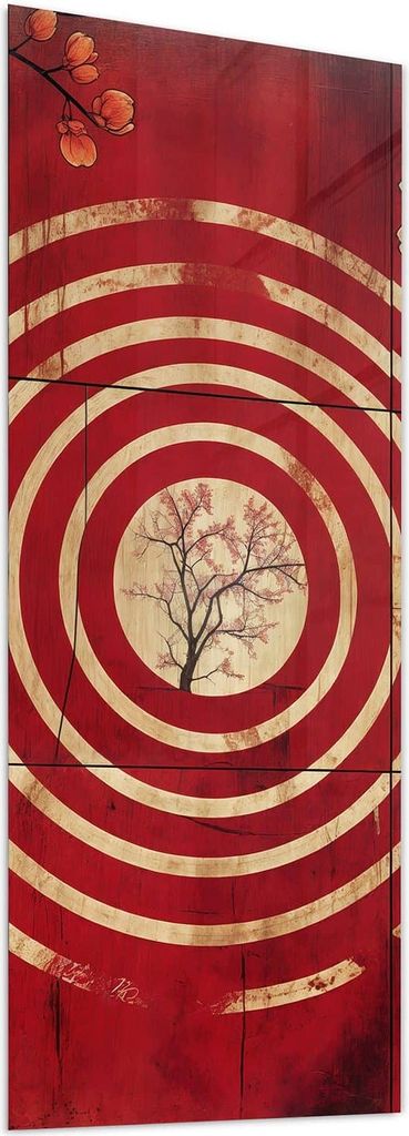 Glasbild 50x125cm in XXL für Wohnzimmer, Schlafzimmer Motiv Blumenmuster Kreise