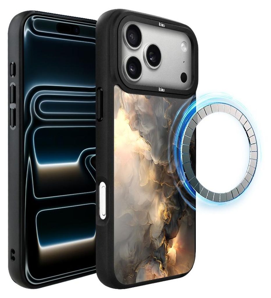 Schutzhülle für das iPhone 17 Pro, MagSafe-kompatibel, mattschwarze Seiten, Rauch, Wolken