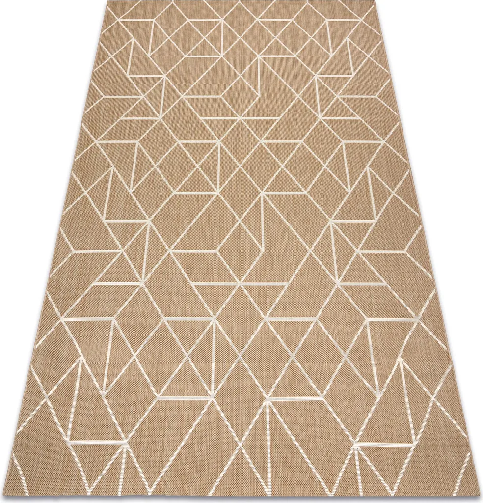 Tapis géométrique beige ficelle FLAT 80x150 cm en tissage naturel