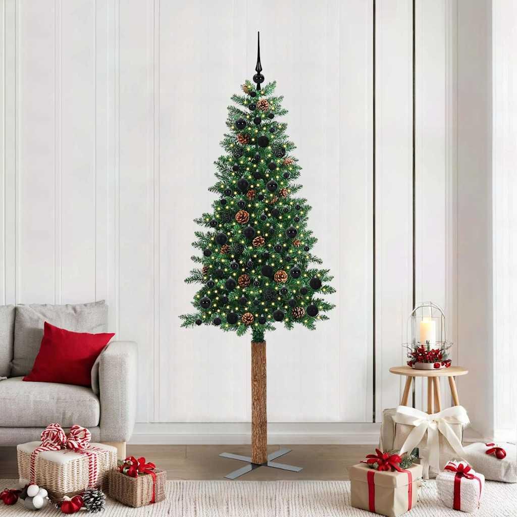 "Schlussverkauf" Schlanker Weihnachtsbaum(1 pc) - Kunstbaum/Tannenbaum - mit 300 LEDs mit Ständer Grün 210 cm C7263