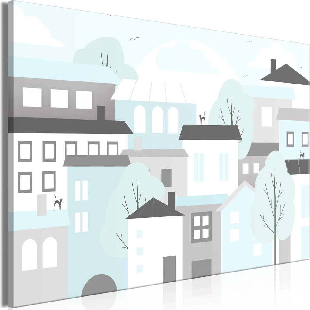 Quadro Canvas 60x40 Città Colorata per Bambini | Alta Qualità e-A-10011