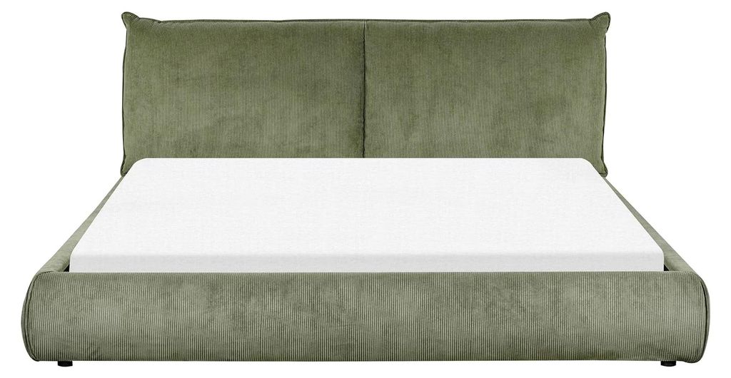 Polsterbett Cord grün/olivgrün 180 x 200 cm mit gepolstertem Kopfteil