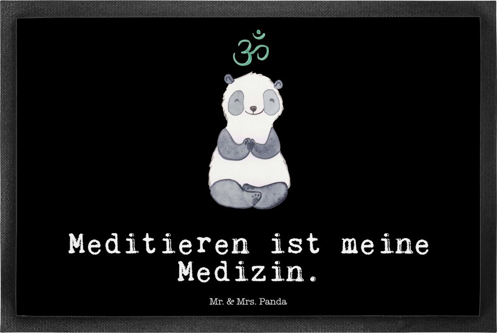 Mr. & Mrs. Panda Schmutzmatte Panda Meditieren 40 x 60 cm - Schwarz - Geschenk, Gummimatte, Meditationskurs, Fussmatte, Meditation, fußmatte, Bode...