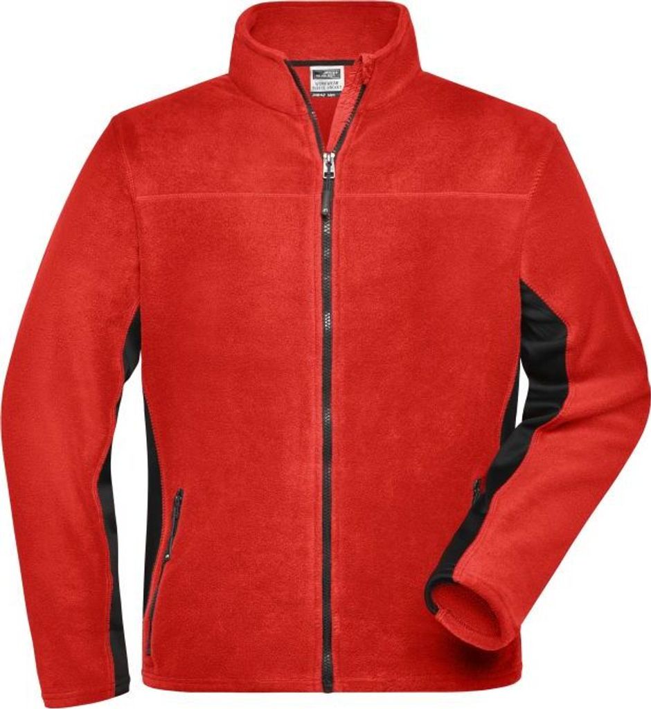 Strapazierfähige Fleece Jacke im Materialmix red/black, Gr. M