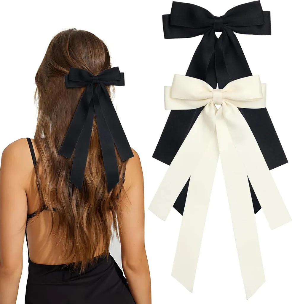 INF Set 2 Fermagli per Capelli a Fiocco Nero e Bianco | Accessori Chic
