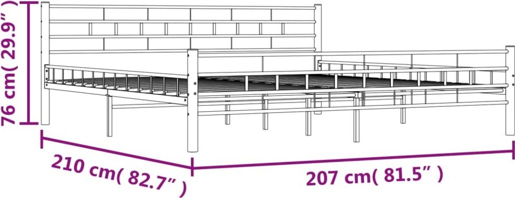 vidaXL Rama łóżka czarna stal 200x200 cm Zdjęcie produktu 13