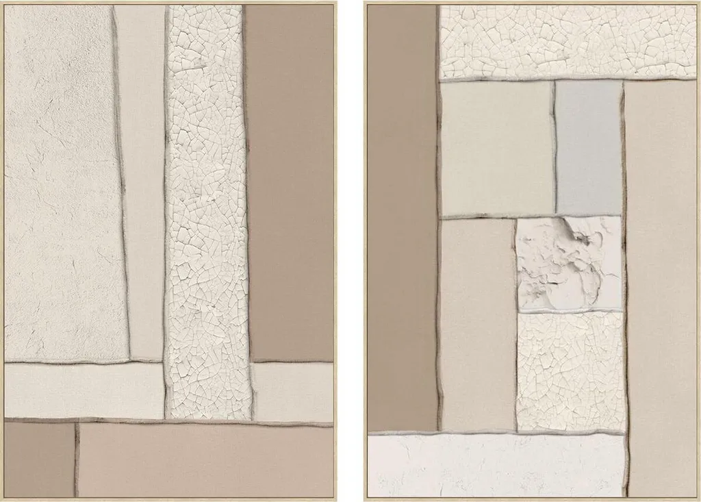 Tableau Scandinave Marron Beige pour Habiller un Mur Vide - Lot de 2 Home