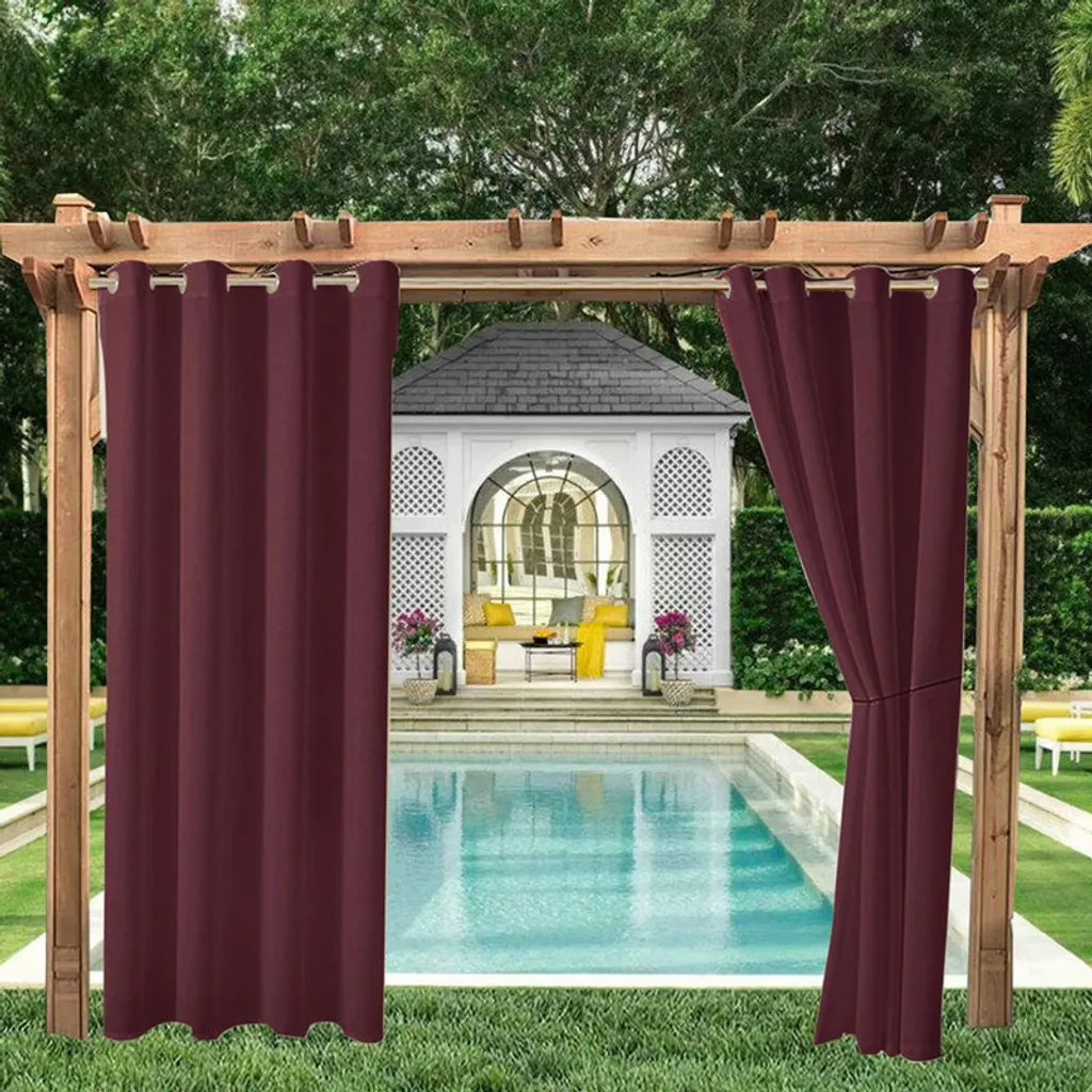 Rideau occultant extérieur imperméable bordeaux 132 x 244 cm pour pergola