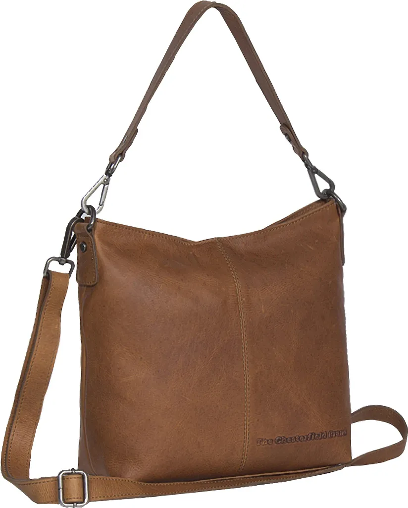 Grand sac à épaule Jen en cuir véritable brun Cognac pour femme chic