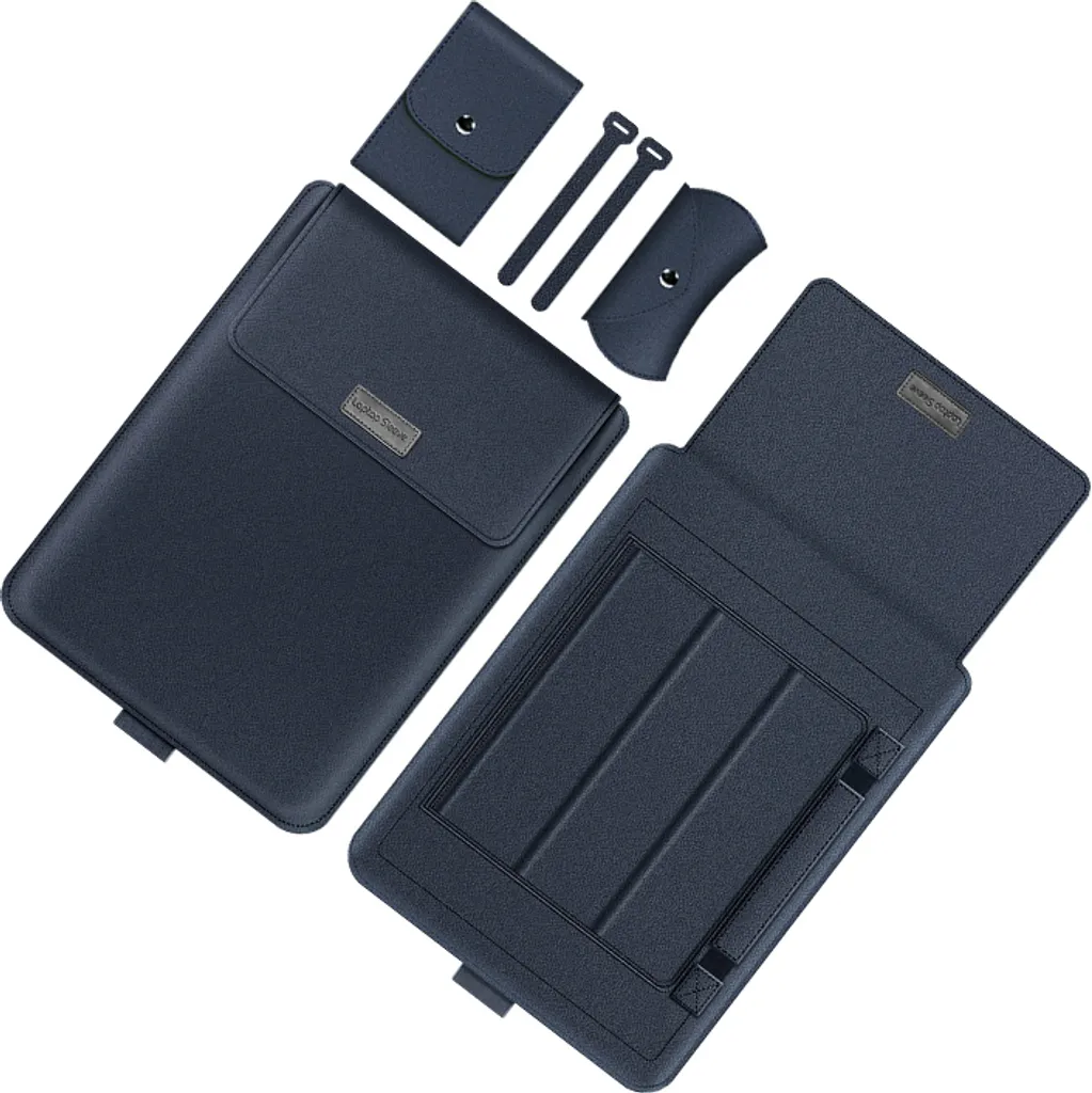 Housse PC 11 pouces cuir PU bleu marine anti-rayures et élégante