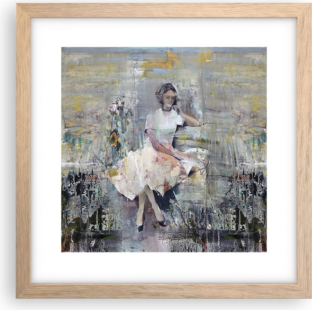 Gerahmtes Poster - Rahmen in heller Eiche - Zeitgenössisch Malerei Frau - 30x30 cm - Wand Bild - Wanddeko - Wandbilder - Kunstposter - Wandposter ...