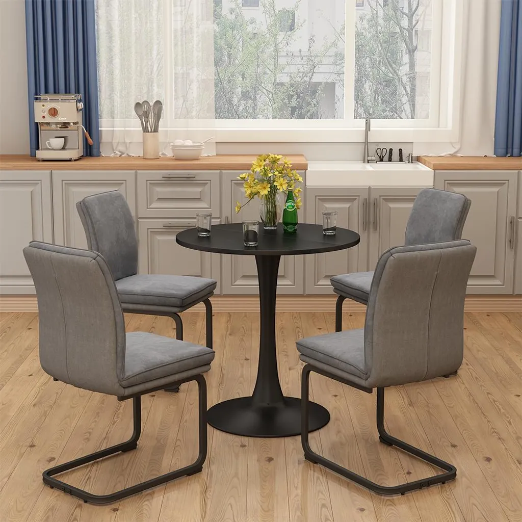 Table à manger Vicco Carl Noire 70x70 cm finition mate haute qualité