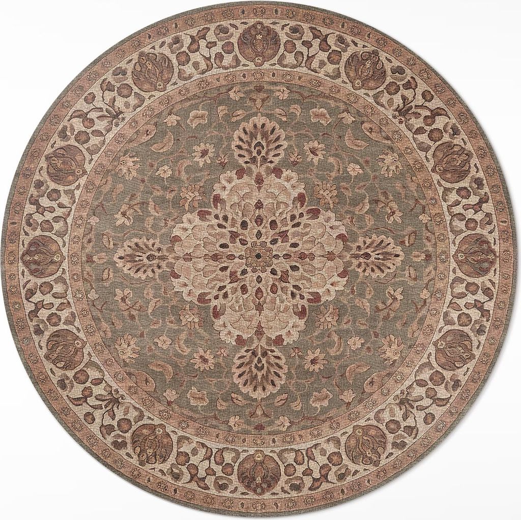 Persisch-inspirierte Ornamente– Vinylteppich – Indoor Teppich – Flur – Pflegeleicht – Runder Teppich – PVC Teppich – Outdoor Teppich ...