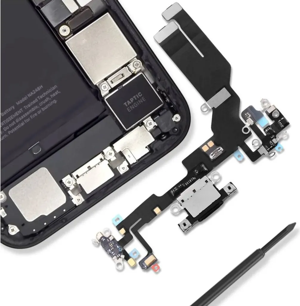 Port de charge USB-C et micro de remplacement pour iPhone 16 noir
