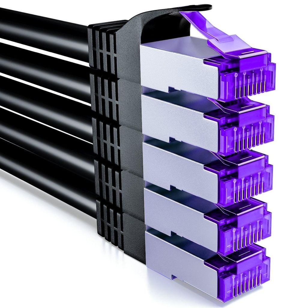 deleyCON 0,25m CAT7 Netzwerkkabel RJ45 10 Gigabit, 5 Stück Produktbild 